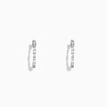 The Classique 14K White Gold Diamond Hoop Earrings, 0.37 TCW, feature delicate hoops each set with sparkling round diamonds and are shown against a plain white background.