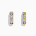A pair of Canare 14K White Gold 5/8 Yellow Diamond Hoop Earrings, 0.67 TCW, featuring sparkling yellow diamonds set in white gold in an elegant vertical hoop design.