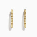 The Canare 14K Yellow Gold Yellow Diamond 7/8 Hoop Earrings, 0.57 TCW, are shown vertically against a white background with soft shadows.