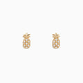 Novelty 14K Yellow Gold Diamond Pineapple Earrings, 0.27 TCW, displayed on a plain white background.