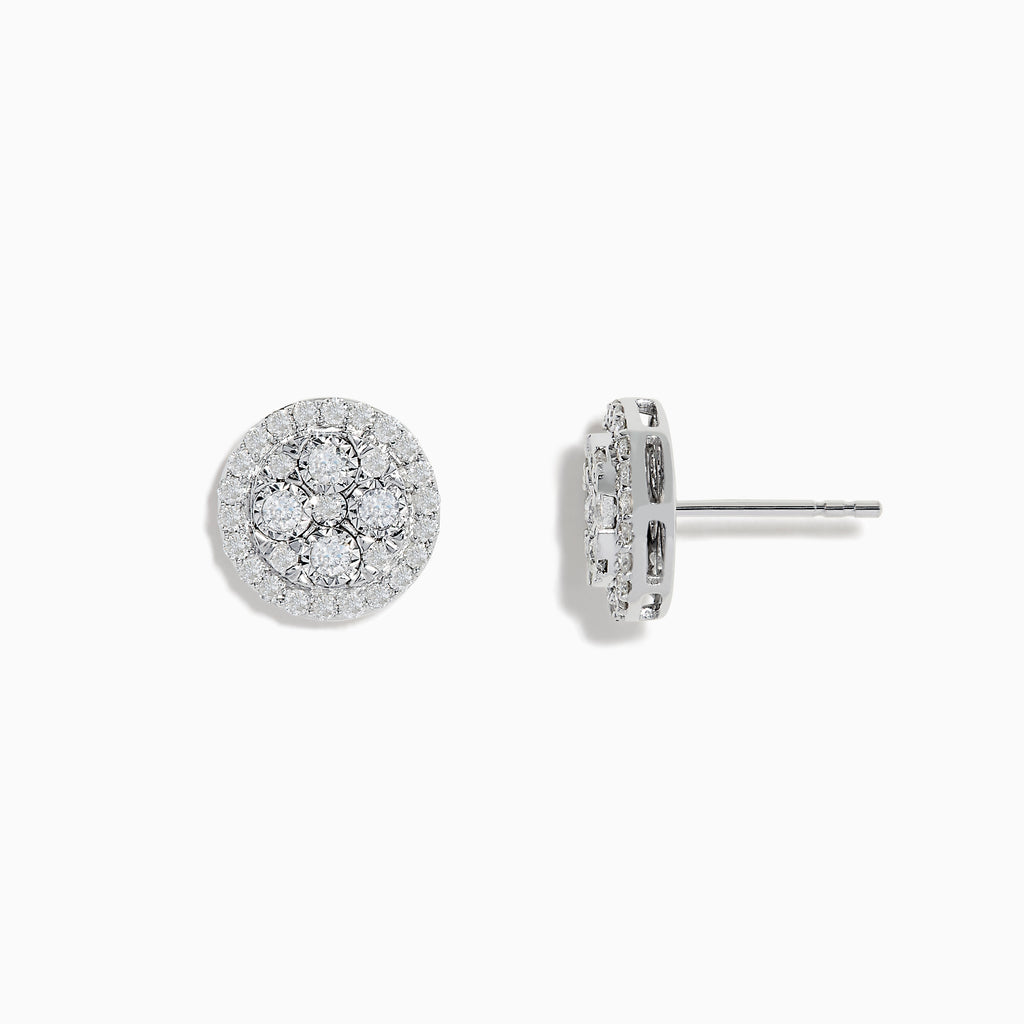 EFFY Floral Sterling Silver Diamond Stud Earrings - 0.13 ctw.