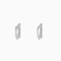 Pave Classica 14K White Gold Diamond Huggie Earrings, 0.22 TCW, are small, thin earrings encrusted with diamonds and shown on a white background with soft shadows.