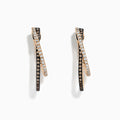 A pair of 14K Rose Gold Espresso and White Diamond Hoop Earrings (0.58 TCW) with intertwined loops—one set with white diamonds, the other with espresso diamonds—offering modern elegance on a white background.