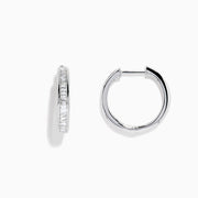 A pair of 14K White Gold 7/8 Diamond Hoop Earrings 0.49 TCW, featuring sparkling diamonds in hoop settings, displayed against a plain white background.
