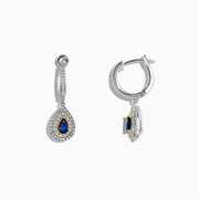The Royale Bleu 14K Two Tone Gold Sapphire and Diamond Earrings, 0.93 TCW, feature sapphire teardrops encircled by diamonds, set in elegant two-tone gold and shown on a white background.