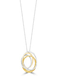 The Canare 14K 2-Tone Gold Yellow and White Diamond Crossover Pendant features elegant oval loops in yellow and white gold, accented with sparkling diamonds totaling 0.45 TCW for a modern, sophisticated look.