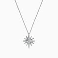 The Pave Classica 14K White Gold Diamond Star Pendant, 0.26 TCW, features a sparkling diamond star on a delicate white gold chain, set against a white background.