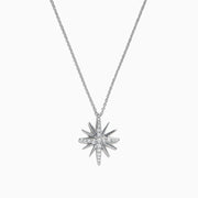 The Pave Classica 14K White Gold Diamond Star Pendant, 0.26 TCW, features a sparkling diamond star on a delicate white gold chain, set against a white background.