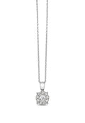The Bouquet 14K White Gold Diamond Cluster Pendant features a round diamond and sparkling accents in a simple four-prong setting. With a 0.47 TCW, this elegant necklace adds brilliance to any look.