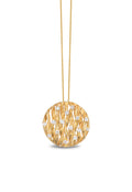 Effy DOro 14K Textured Yellow Gold Diamond Pendant, 0.83 TCW, features a woven-style round design with scattered diamonds on a delicate gold chain, shown against a white background.