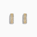 The Canare 14K Gold 5/8 Pave Yellow Diamond Hoop Earrings (1.26 TCW) feature sparkling rows of yellow diamonds set in gold, showcased against a white background.