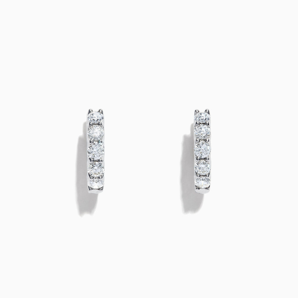 A pair of Pave Classica 14K White Gold 5/8 Diamond Hoop Earrings, 0.98 TCW, shown on a plain white background.