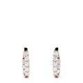 14K rose gold 7/8 diamond inside-out hoop earrings, 3.92 TCW, each with a vertical row of seven sparkling white diamonds, displayed against a plain white background.