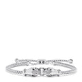 The 925 Sterling Silver Braide Chain Diamond Panther Bolo Bracelet features a braided chain with two intertwined panther links accented by 0.10 TCW diamonds, crafted in a modern bolo style.