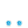 Ocean Bleu 14K White Gold Blue Topaz Stud Earrings, 1.10 TCW, feature brilliant round blue gemstones in sleek white gold bezels and are shown on a white background.