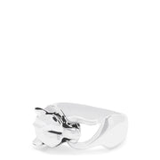 The Mens Sterling Silver Signature Panther Ring features an abstract, organic-shaped design with smooth curves and an asymmetrical form. This ring is shown against a plain white background.