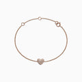 Kidz 14K Rose Gold Diamond Heart Bracelet, 0.14 TCW, features a delicate rose gold chain with a sparkling diamond heart charm, displayed on a white background.