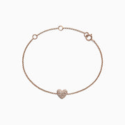 Kidz 14K Rose Gold Diamond Heart Bracelet, 0.14 TCW, features a delicate rose gold chain with a sparkling diamond heart charm, displayed on a white background.