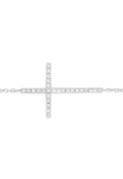 Novelty 14K White Gold Diamond Cross Bracelet, 0.09, showcases a horizontal cross accented with sparkling diamonds and is finished with a secure lobster clasp.