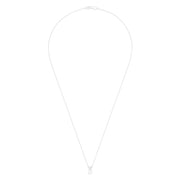 The Pave Classica 14K White Gold Solitaire Diamond Pendant, 0.49 TCW, features a single round diamond in a prong setting on a delicate chain, showcasing minimalistic elegance against a plain white background.