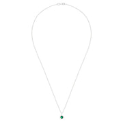 The Brasilica 14K White Gold Emerald and Diamond Pendant features a round emerald with a halo of diamonds (0.41 TCW), suspended from a delicate white gold chain.
