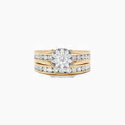 The Bouquet 14K Yellow Gold Channel Set Diamond Engagement & Wedding Ring Set, 1.48 TCW, features a brilliant diamond center and two matching diamond bands—an elegant choice for your special day.