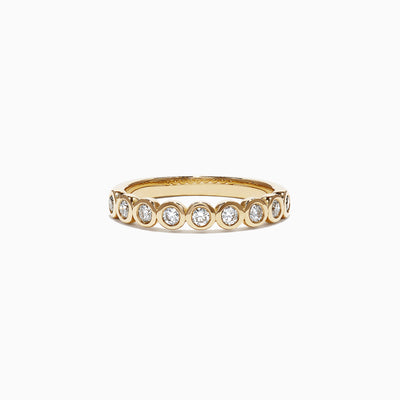 The Pave Classica 14K Yellow Gold Bezel Set Diamond Band, 0.35 TCW, displays a row of round bezel-set diamonds encircling the band, shown against a plain white background.