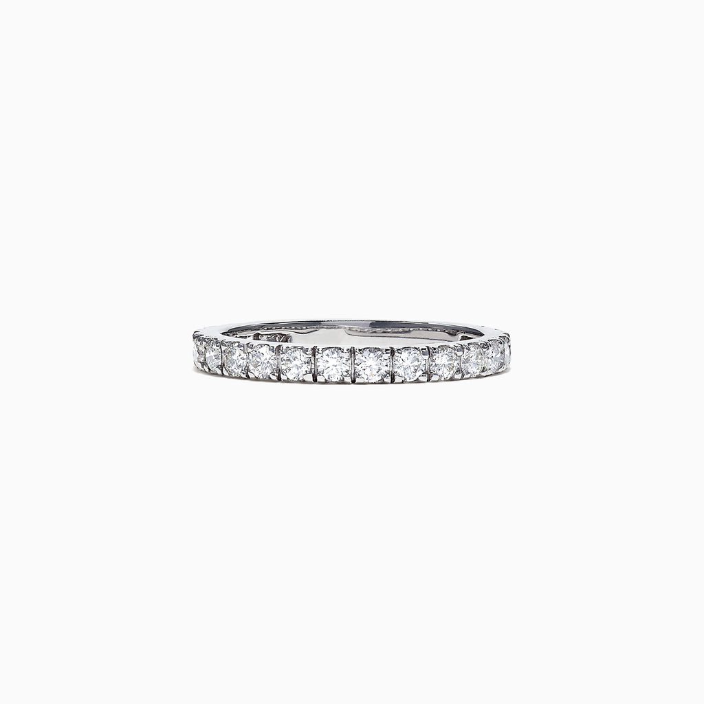 The Pave Classica 14K White Gold Diamond Band, 0.65 TCW, features sparkling round diamonds set in an elegant eternity design, beautifully showcased on a plain white background.