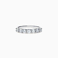The Pave Classica 14K White Gold Diamond Band 1.03 TCW showcases seven round diamonds in a sleek, minimalist white gold band, elegantly presented against a plain white background.