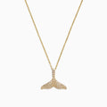 The Seaside 14K Yellow Gold Diamond Whales Tail Pendant, 0.28 TCW, features an elegant whale tail adorned with sparkling diamonds—an exquisite piece for those who love unique pendant styles.