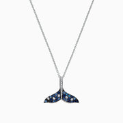The Seaside 14K Gold Sapphire & Diamond Whales Tail Pendant, 0.79 TCW, features a whale tail design with sparkling sapphires and diamonds set in shimmering 14K gold.
