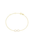 The Novelty 14K Yellow Gold Diamond Infinity Bracelet, 0.12 TCW, features a delicate infinity symbol with sparkling diamonds and a secure lobster clasp—a timeless piece from Effy Jewelry.