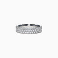 The Pave Classica 14K White Gold Three Row Pave Diamond Band, 0.84 TCW, features multiple rows of sparkling diamonds set in sleek white gold and is displayed against a plain white background.