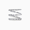 The Classique 14K White Gold Diamond Wrap Ring, 0.52 TCW, features sparkling diamonds along its elegant curves, showcased on a plain white background.