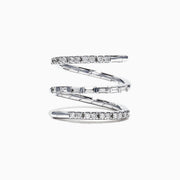 The Classique 14K White Gold Diamond Wrap Ring, 0.52 TCW, features sparkling diamonds along its elegant curves, showcased on a plain white background.