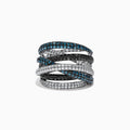 The Bella Bleu 14K White Gold Diamond Crossover Ring, 2.08 TCW, features intertwined rows of sparkling diamonds set in an elegant crisscross design on a white gold band.