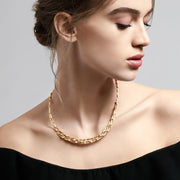 The DOro 14K Textured Yellow Gold Diamond Collar Necklace, 1.68 TCW, features twisted strands with evenly spaced round diamonds and is elegantly displayed on a white background.