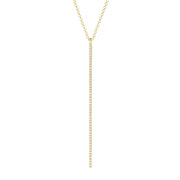 The DOro 14K Yellow Gold Diamond Vertical Pendant features a sleek design with 0.14 TCW of sparkling diamonds hanging from an elegant gold chain.