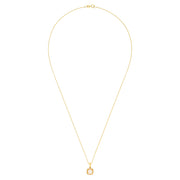 The Aurora 14K Yellow Gold Opal and Diamond Pendant, 0.62 TCW, features a delicate gold chain and a square pendant with an iridescent opal center framed by sparkling white diamonds.