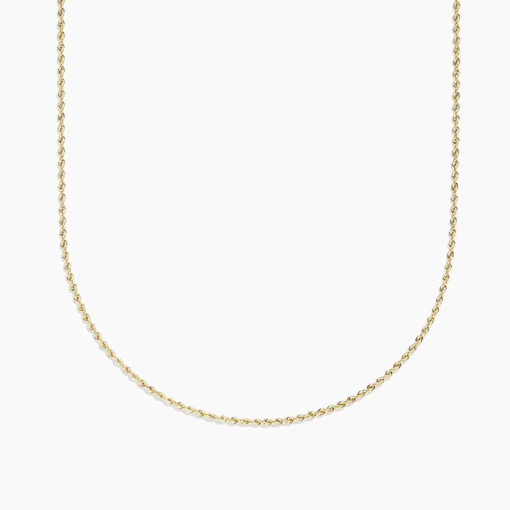 The 14K Yellow Gold 18 Woven Chain is elegantly displayed against a plain white background.