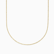 The 14K Yellow Gold 18 Woven Chain is elegantly displayed against a plain white background.