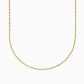 The 14K Yellow Gold Woven Rope Chain 18 is a delicate necklace displayed against a white background.