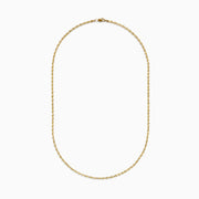 The 14K Yellow Gold Woven Rope Chain 18 is a delicate necklace displayed against a white background.
