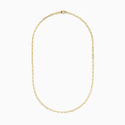 The 14K Yellow Gold 20 2.5mm Paperclip Necklace showcases elegant elongated oval links, beautifully set against a plain white background.