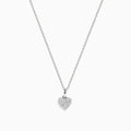 The 925 Sterling Silver Diamond Heart Necklace features a delicate heart-shaped pendant with sparkling diamonds, shown on a white background.