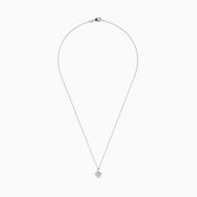 The 925 Sterling Silver Diamond Heart Necklace features a delicate heart-shaped pendant with sparkling diamonds, shown on a white background.