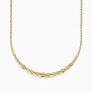 The 14K Yellow Gold 18 Woven Chain features an elegant twisted rope design and is displayed on a white background.