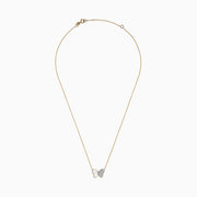 The nature 14K Gold Mother of Pearl & Diamond Butterfly Necklace, 0.11 TCW features a butterfly pendant with one wing of luminous white Mother of Pearl and the other delicately accented with sparkling diamonds.