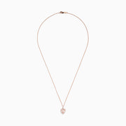 The Blush 14K Rose Gold Morganite and Diamond Heart Pendant (1.88 TCW) features a heart-shaped morganite surrounded by diamonds, shown on a simple white background.