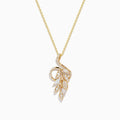 Aurora 14K Yellow Gold Diamond and Opal Leaf Pendant features an elegant leaf design with sparkling diamonds and a vibrant opal. Its delicate, sophisticated look makes it perfect for any occasion.